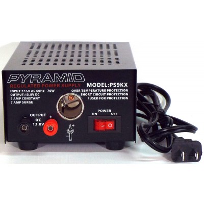 PS9KX- Pyramid Power Supply - Female Lighter plug - 5 amp Constant, 7 Amp Surge - 115VAC à 13.8VDC
