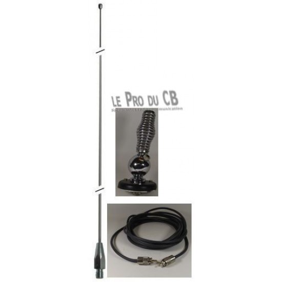 K102A - Heavy-duty CB ball, side Mount, Spring,102'' Whip, PL-259